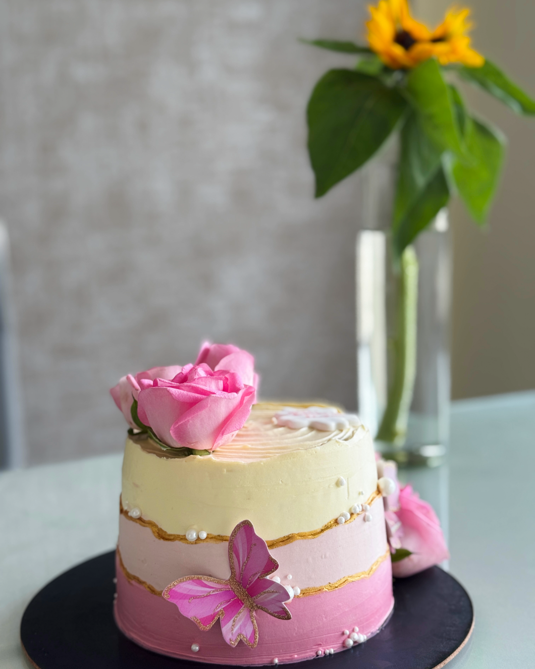 Butterfly Rose Aesthetic Cake