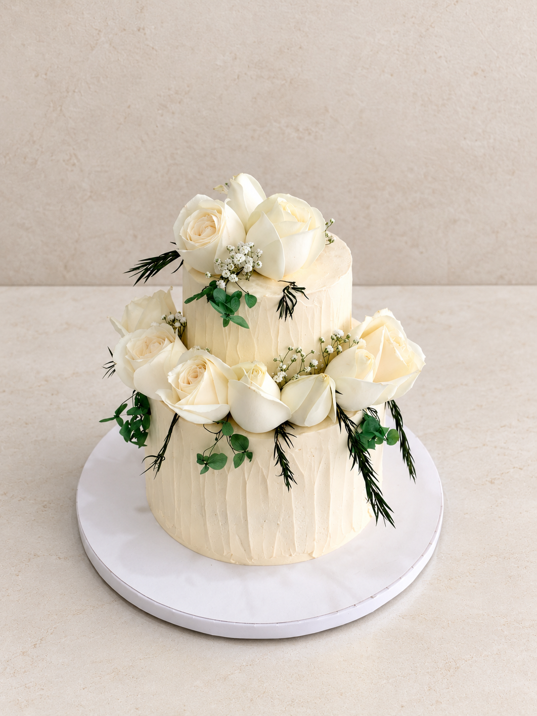 Ivory Rose Two-Tier Cake