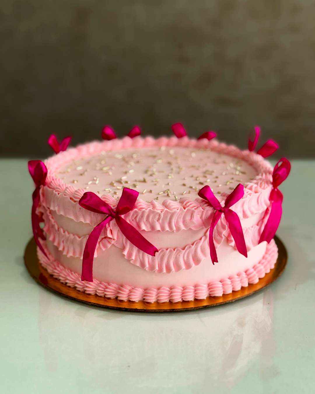 Classic Pink Ribbon Celebration Cake